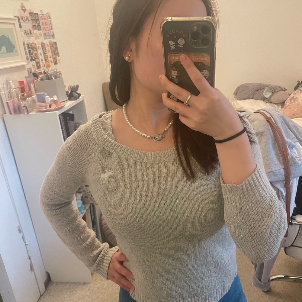 Abercrombie & Fitch Sparkly Silver Stunning Sweater